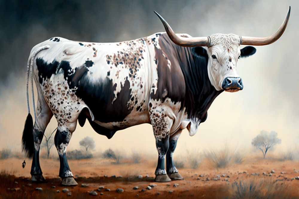 Canvas Wall Art Big Spotted Nguni Bull B X Cm