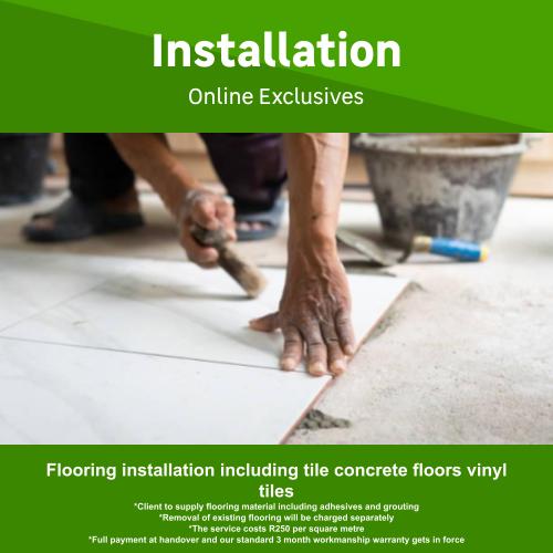 Flooring installation including tile concrete floors vinyl tiles