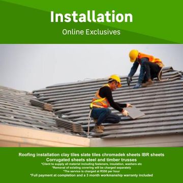 Roofing installation clay tiles slate tiles chromadek shets IBR sheets Corrugated sheets steel and timber trusses