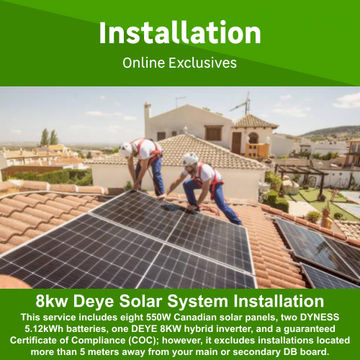 8kw Deye Solar System with 8 Panels Fully Installed by Juspropa