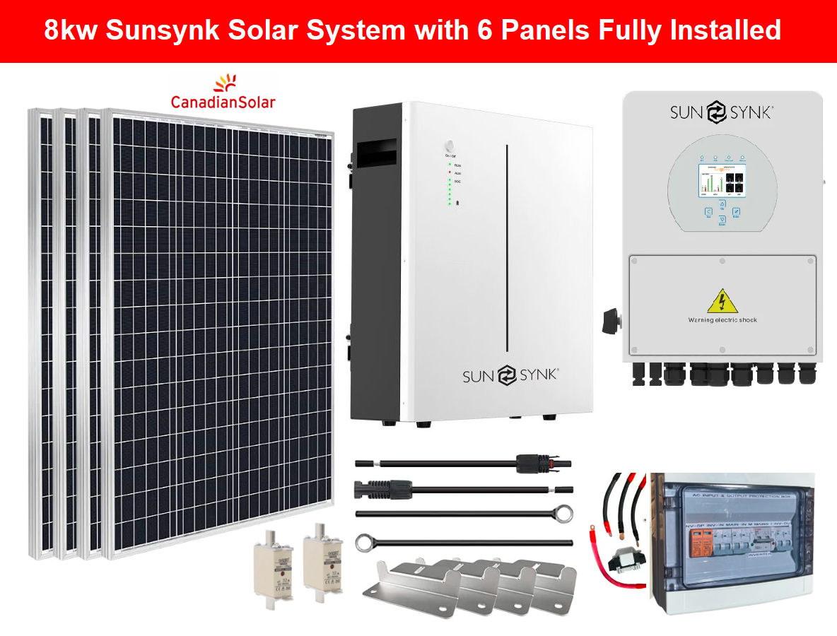 8kw Sunsynk Solar System with 6 Panels Fully Installed by Juspropa