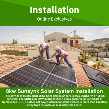 8kw Sunsynk Solar System with 8 Panels Fully Installed by Juspropa