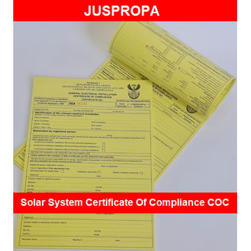 Solar System Certificate Of Compliance COC by Juspropa