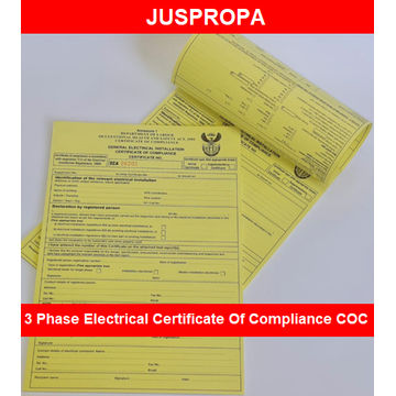 3 Phase Electrical Certificate Of Compliance COC by Juspropa