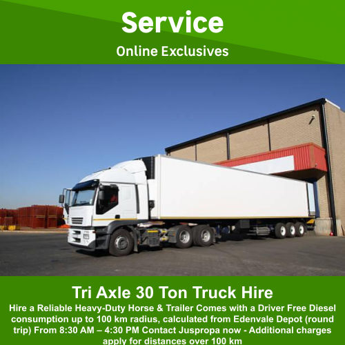 Tri Axle 30 Ton Truck Hire by Juspropa