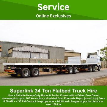 Superlink 34 Ton Flatbed Truck Hire By Juspropa
