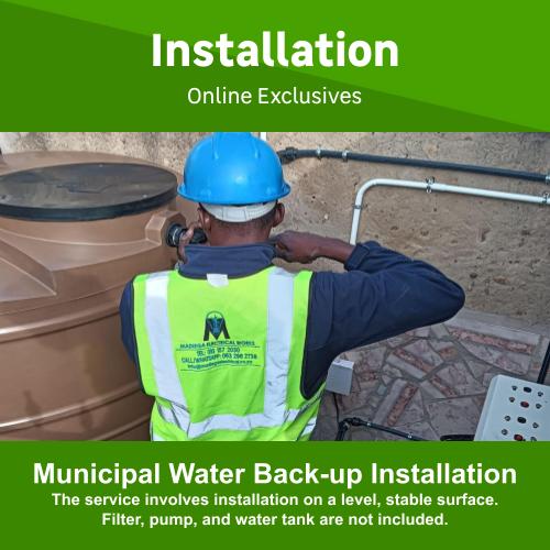 Municipal Water Back Up System Installation by Madiega Electrical Works