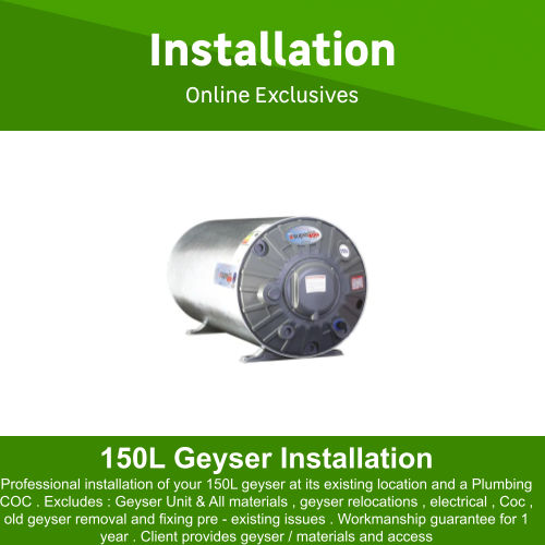 150L Geyser Installation by Fps Plumbing and qualified installer
