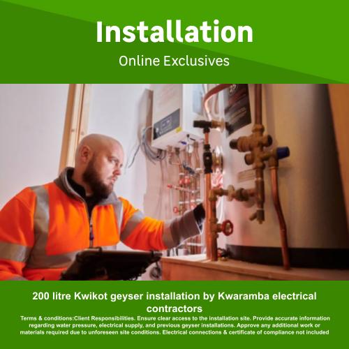 200 litre Kwikot geyser installation by Kwaramba electrical contractors