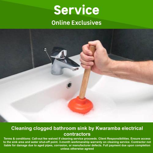 Cleaning clogged bathroom sink by Kwaramba electrical contractors