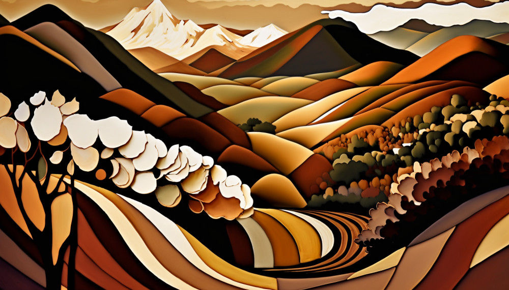 Canvas Wall Art - Canvas Wall Art – Cape Winelands Abstract Painting - B1093 - [120 x 80 cm]