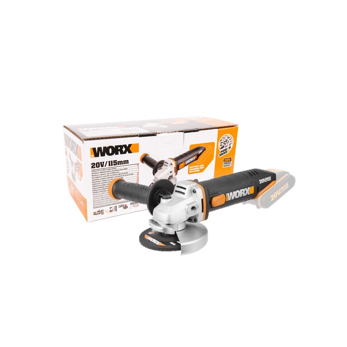 WORX Angle Grinder 115mm 20V Brushed TOOL ONLY