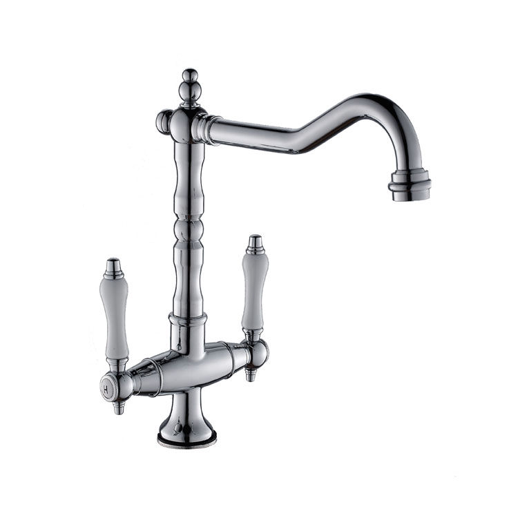Trendy Taps Premium Quality Chrome Large Spout, Dual-Lever Swivel Mixer