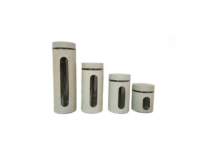 4Pcs Storage Canister Set with Viewing Window - Beige