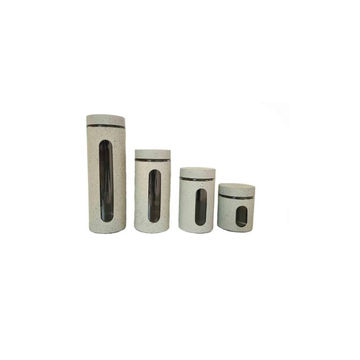 4Pcs Storage Canister Set with Viewing Window - Beige
