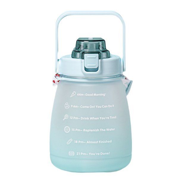 Portable Stylish Gradient Inspirational Water Bottle With Straw