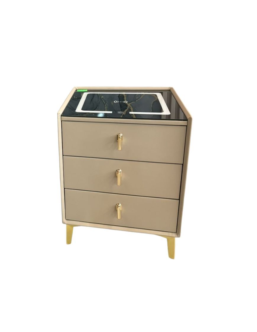 Square Bluetooth Bedside Stand-Brown