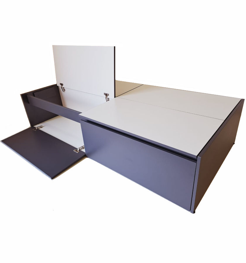 Modena Single Bed Base with Storage - Storm Grey
