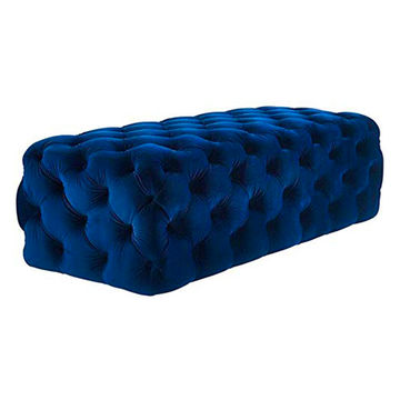 Lifestyle Velvet Jumbo Rectangle Ottoman- Blue Velvet