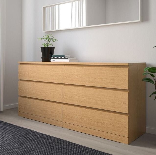 DecorMama 6 Drawer Parker Dresser – Natural Oak