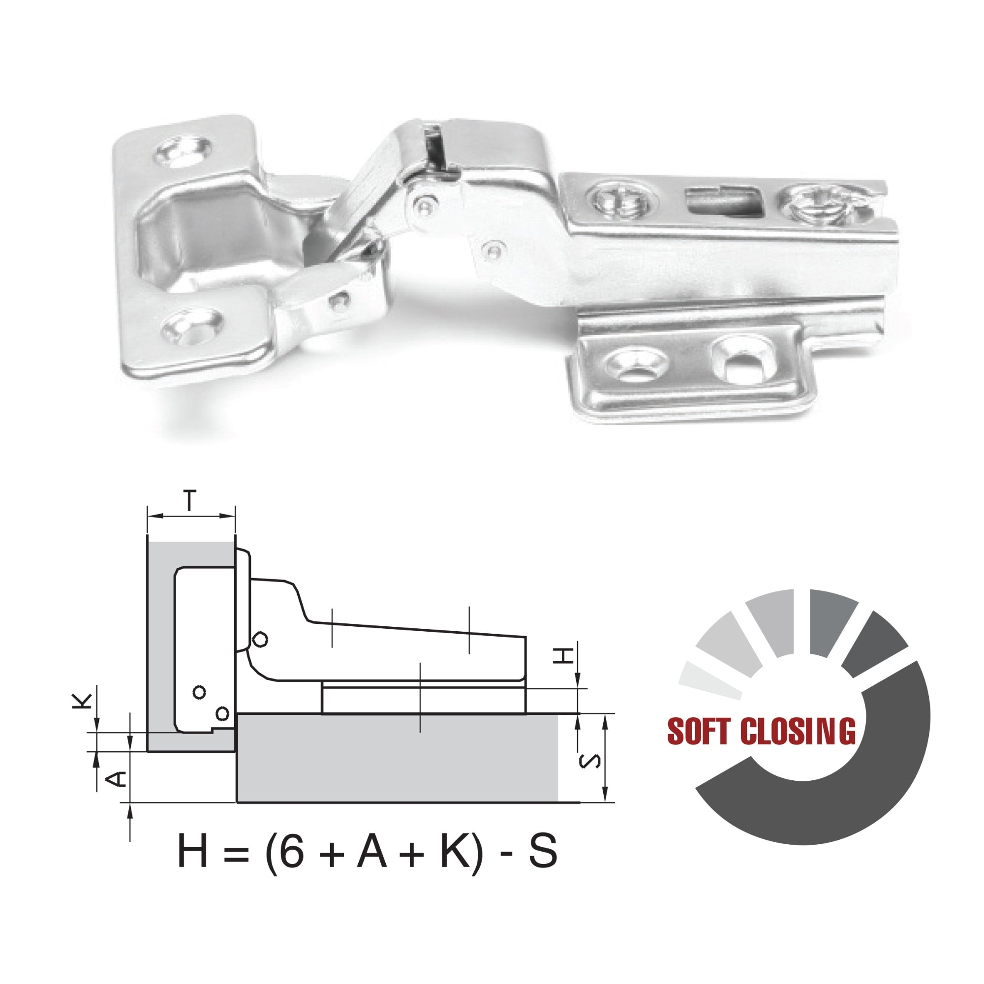 ROCO 110 Degree Soft Closing 4 Hole Base Plated Cupboard Hinge 9mm