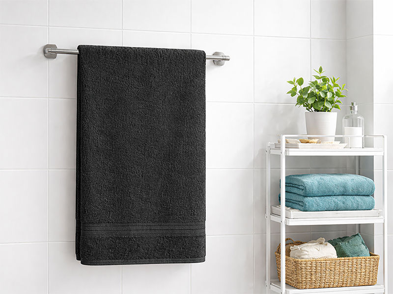 Plush 450GSM 70x130cms Bath Towels - Jet Black(1Pc Pack)