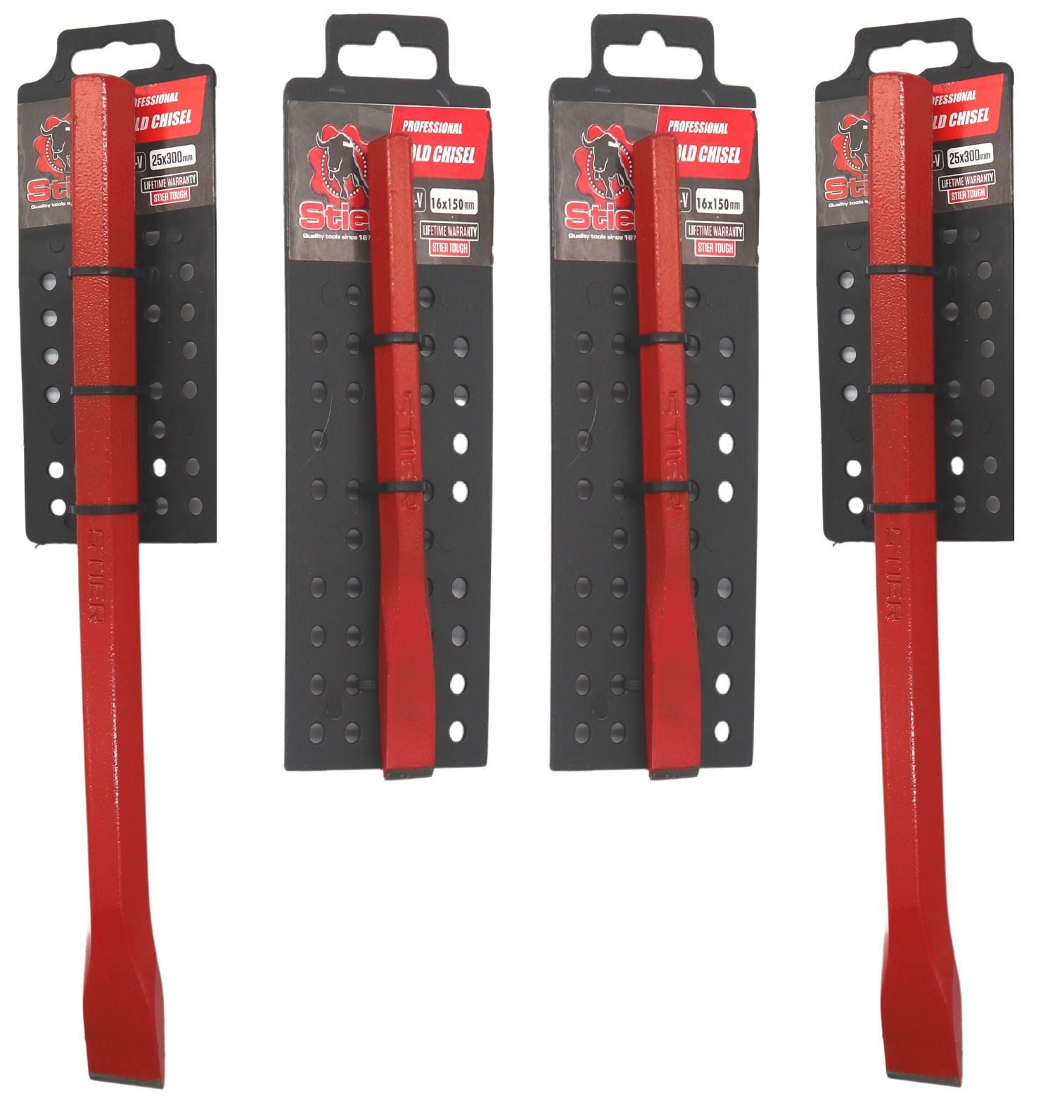 Stier Professional Cold Chisel 16x25mm and 25x300mm Combo - 4 Pack