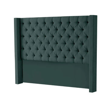 Hena Tufted Wingback Velvet Headboard - Green - Queen