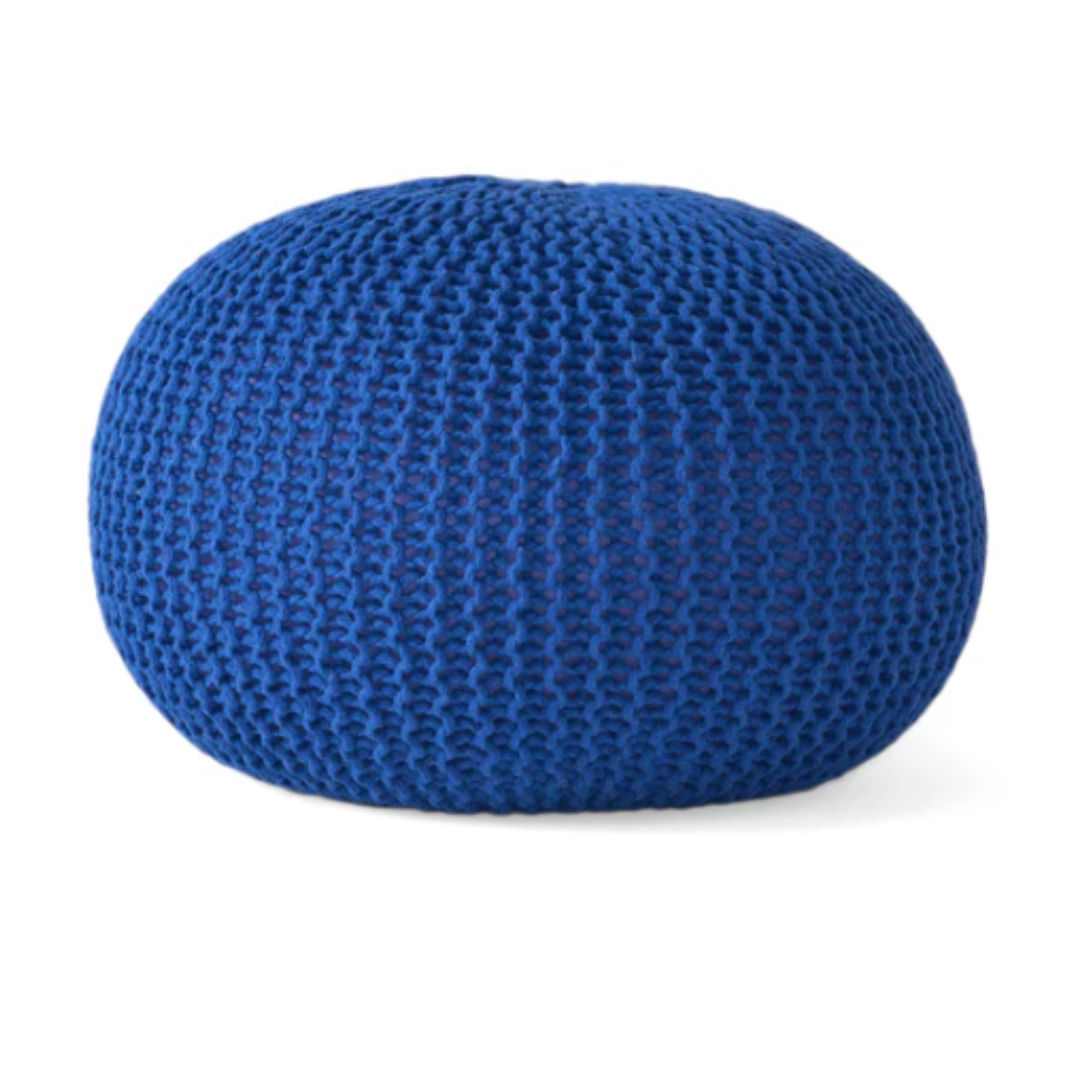 Crochet Knit Pouf Large - Royal Blue