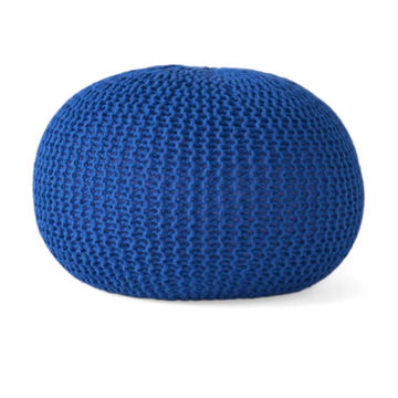 Crochet Knit Pouf Large - Royal Blue