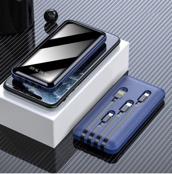 Portable Wired Power Bank Battery - Blue