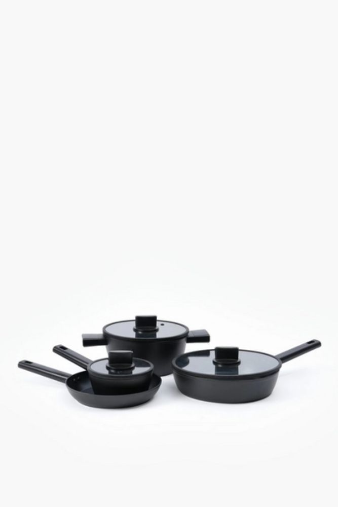 7-Piece Aluminium Pot Set – Frying Pan, Milk Pan, Casserole & Deep Frying Pan