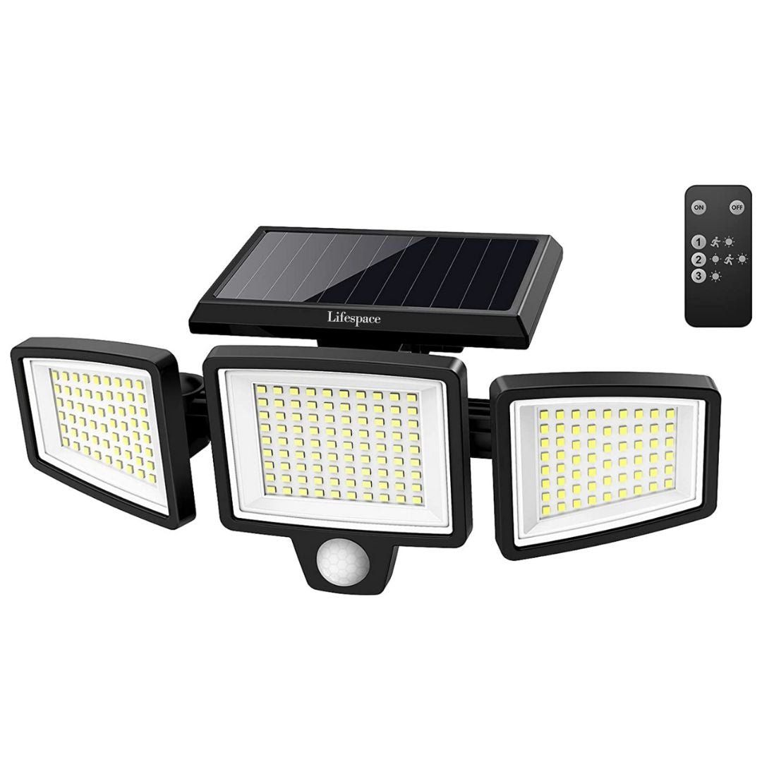 Lifespace 210 LED 300lm Solar Security Flood Light With 3 Heads