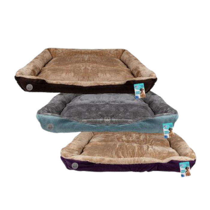 Pet Bed Rectangle Fur 100cm x 90cm x 18cm (Pack of 3)