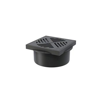 Floor, Storm and Balcony Drain, Ø200 vertical outlet, slotted cover 200 × 200 mm in BLACK ABS. 300Kg class load