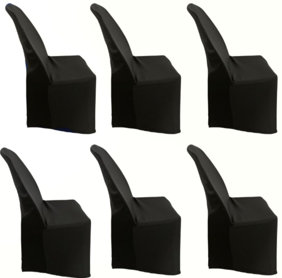 Set of 6 Stretch Chair Covers-Black