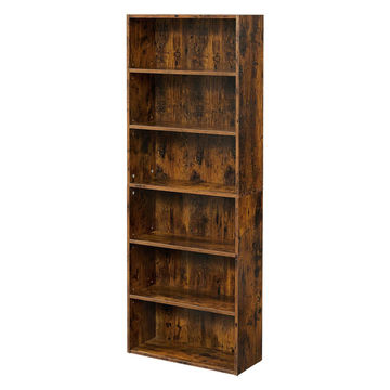 6-Tier Open Bookcase – Industrial-Style Freestanding Shelf