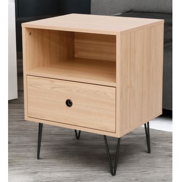 Indra Nightstand, Pedestal Light Oak