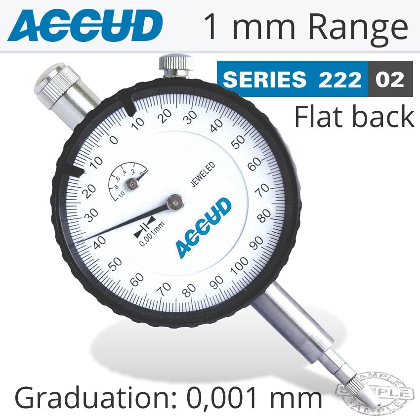 DIAL INDICATOR 1MM 0.001MM GRADIATED FLAT BACK