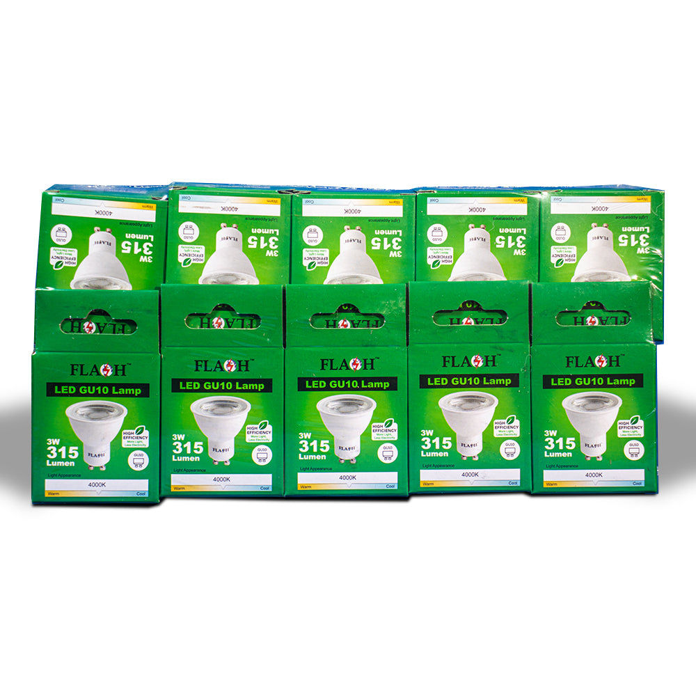 FLASH High-Efficiency 3W LED GU10 Lamp 120D (10 Pack) 4000K