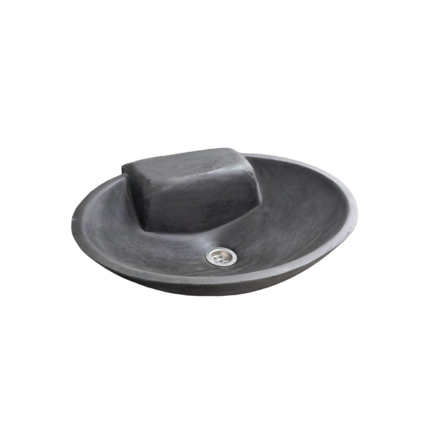 Black Concrete Oval Basin 50 x 38 x 13cm