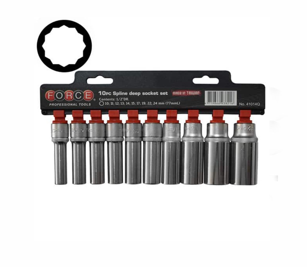 Force - Deep Sockets Set - 1/2" Dr - 10 - 24mm - 10 Piece