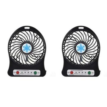 Mini 3 Speed Portable Rechargeable 1200mah Fan Pack of 2