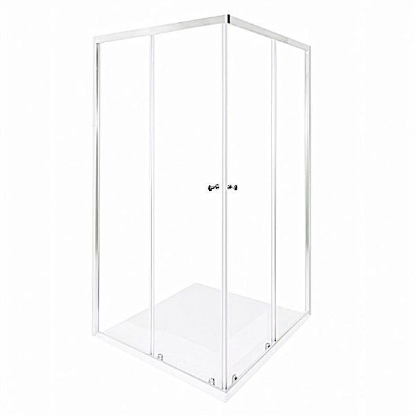 NAYA - Argent Double Sliding Corner Entry Shower Enclosure 1860x890mm – Silver Frame, 6mm Clear Glass