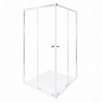 NAYA - Argent Double Sliding Corner Entry Shower Enclosure 1860x890mm – Silver Frame, 6mm Clear Glass