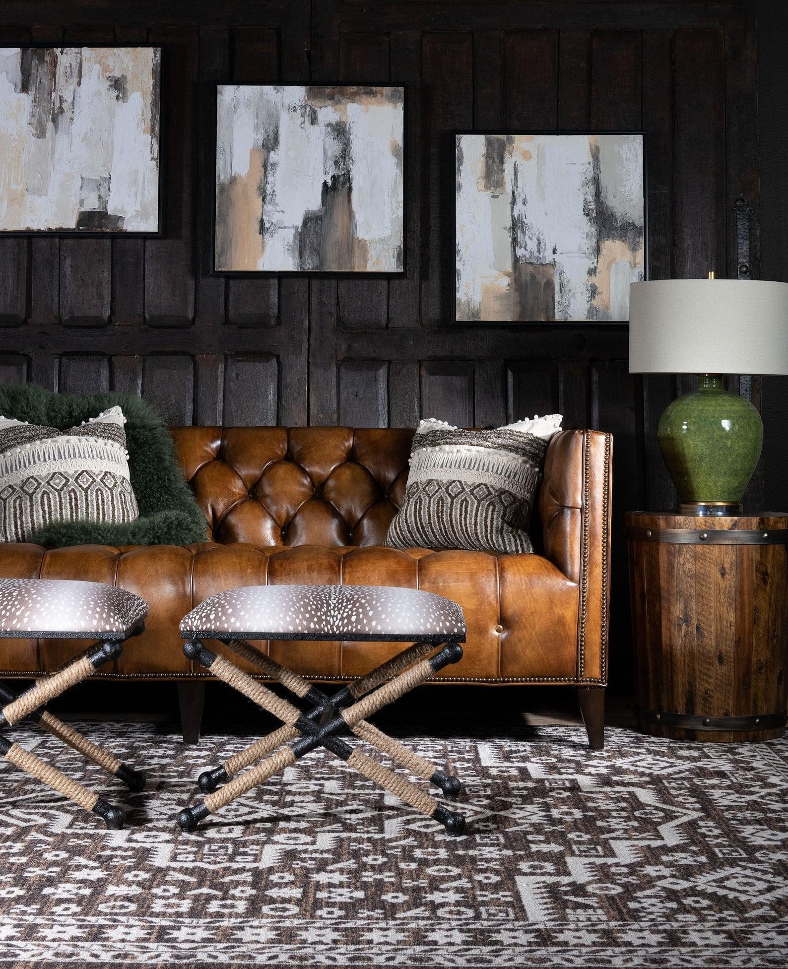 Briaton Vintage Top Leather tufted 3 seater couch - Piccadilly Chocolate