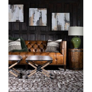 Briaton Vintage Top Leather tufted 3 seater couch - Piccadilly Chocolate
