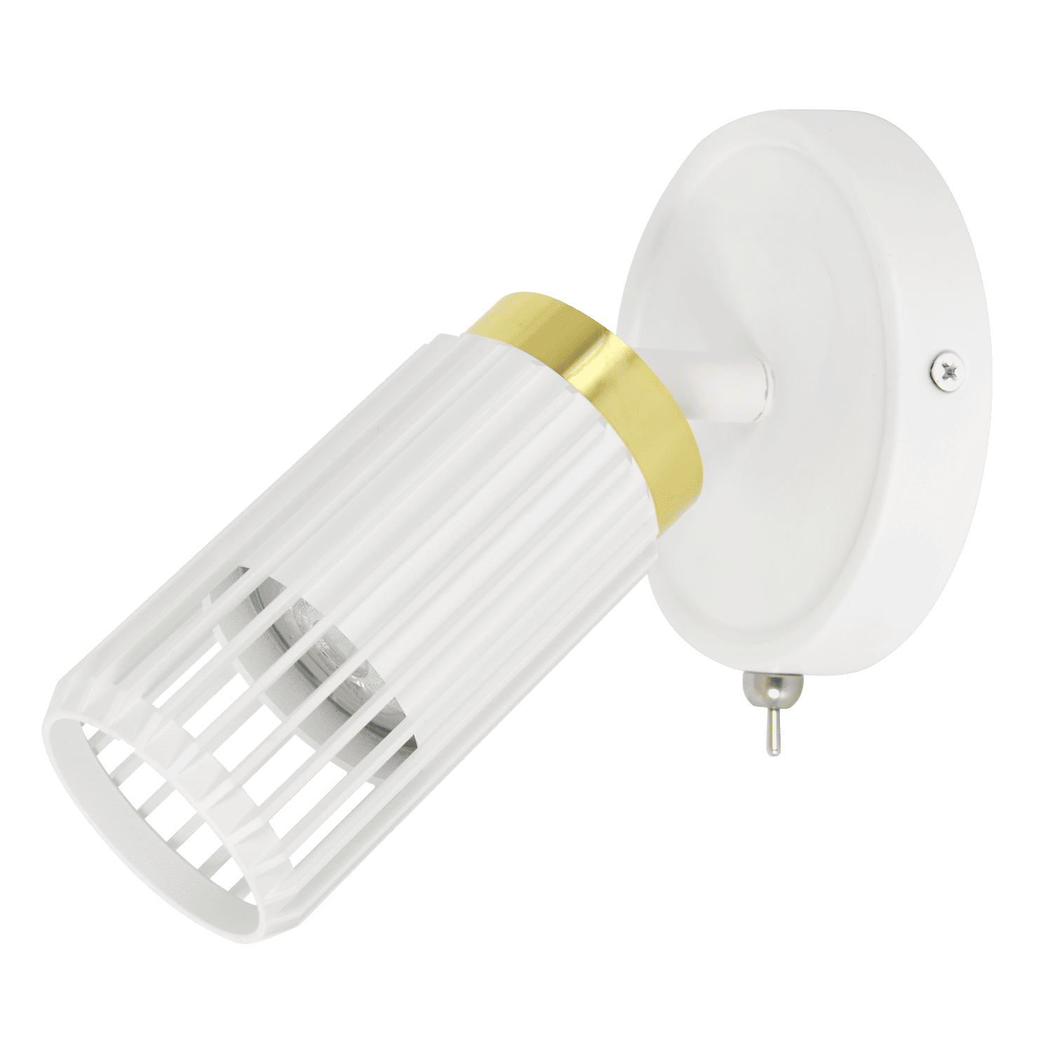 Zebbies Lighting Haven 1 Light White and Champagne Gold Spot Light with On/Off Switch