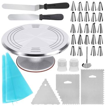 35 In 1 Aluminum Cake Turntable & Decorating Supplies Set
