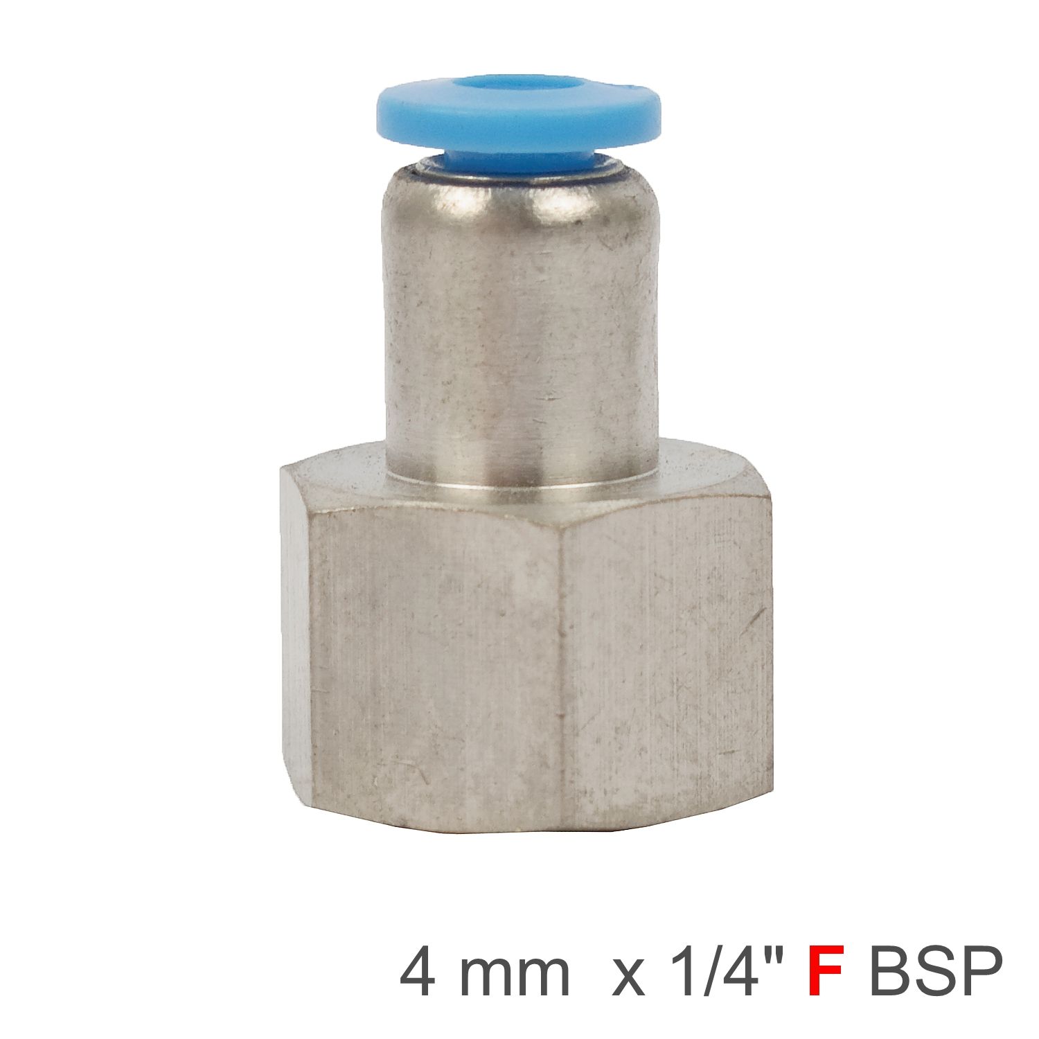 PU HOSE FITTING STRAIGHT STUD 4MM-1/4 F